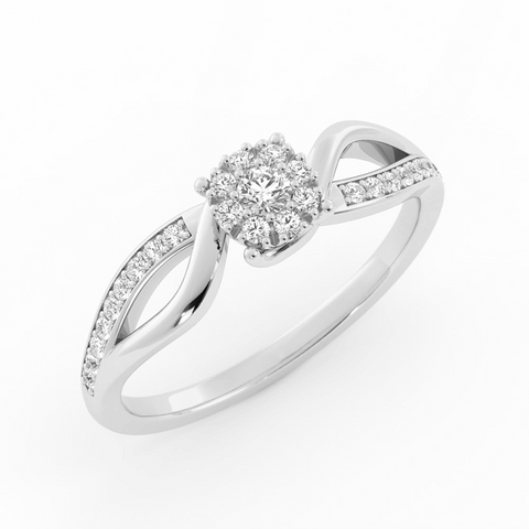 Lab Grown Diamond Split  Halo Platinum Engagement Ring