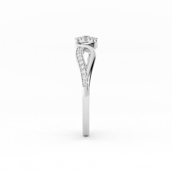 Lab Grown Diamond Split  Halo Platinum Engagement Ring