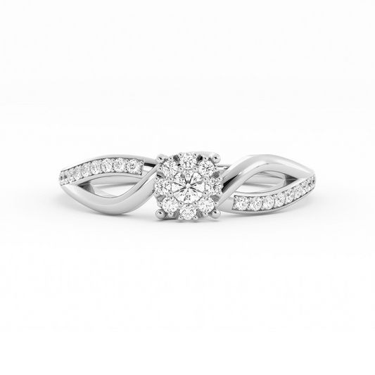 Lab Grown Diamond Split  Halo Platinum Engagement Ring