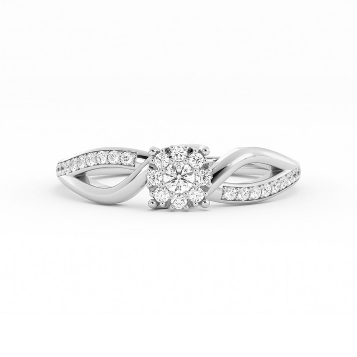Lab Grown Diamond Split  Halo Platinum Engagement Ring