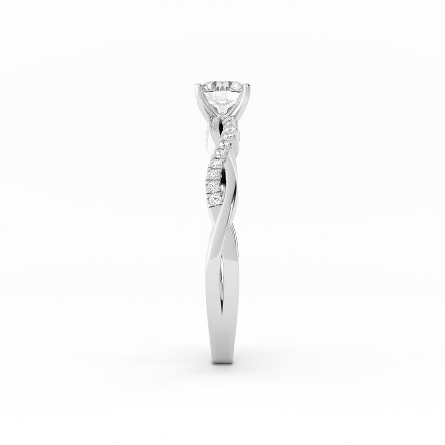 0.5ct Lab Grown Diamond Pave Twist  Solitaire Platinum Engagement Ring