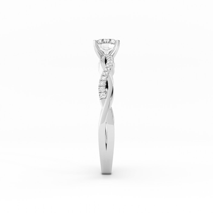 0.5ct Lab Grown Diamond Pave Twist  Solitaire Platinum Engagement Ring