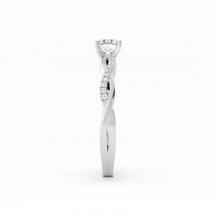 0.5ct Lab Grown Diamond Pave Twist  Solitaire Platinum Engagement Ring