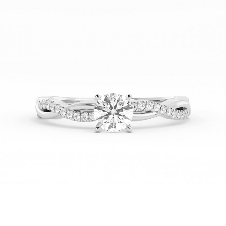 0.5ct Lab Grown Diamond Pave Twist  Solitaire Platinum Engagement Ring