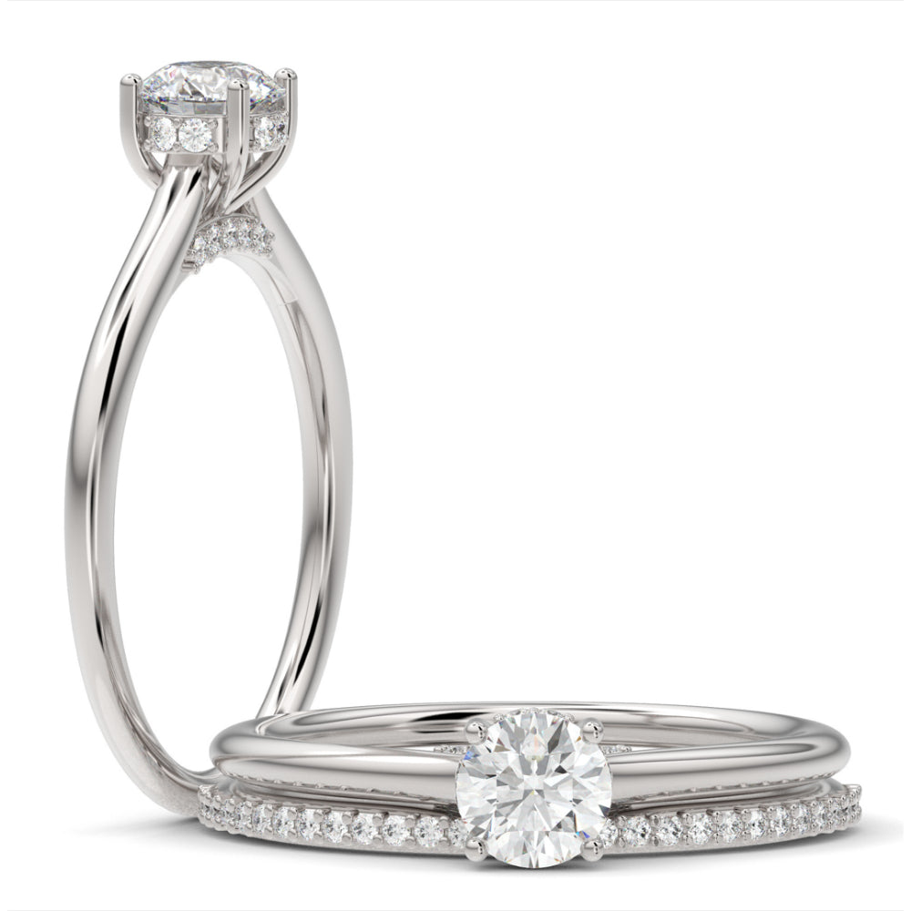 0.5ct Natural Diamond Round Hidden Halo Platinum Engagement Ring