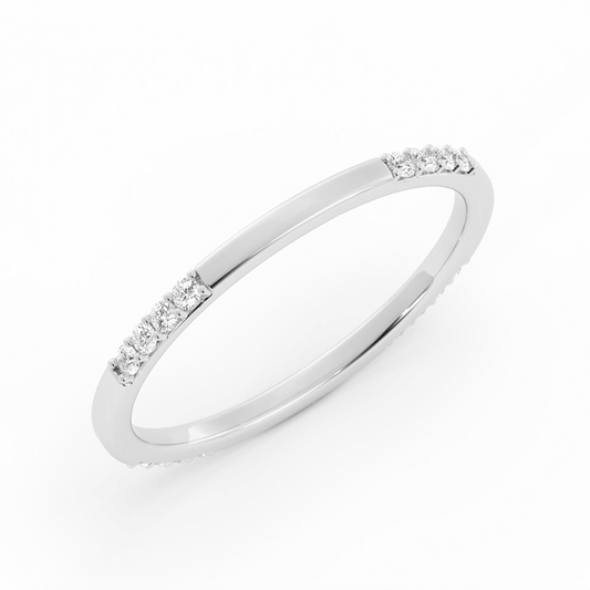 Platinum Round 16 Grouped Natural Diamond Wedding Band
