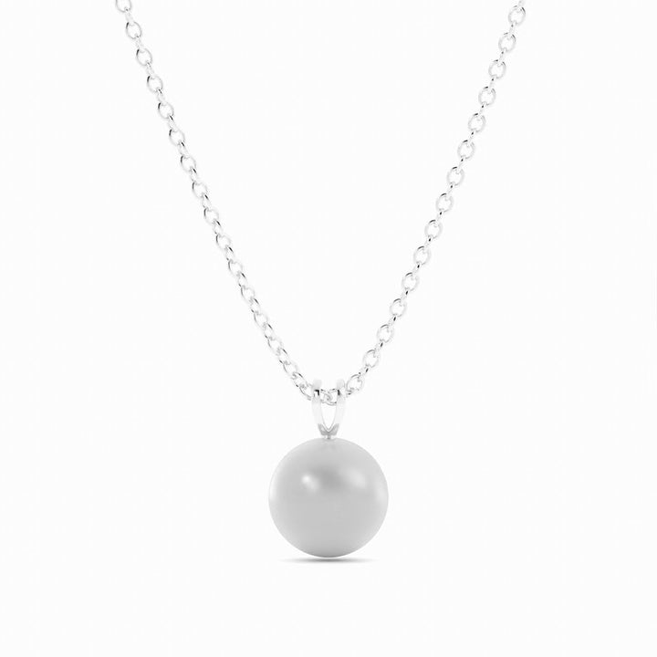 Akoya Pearl Solitaire Pendant Necklace Platinum-3