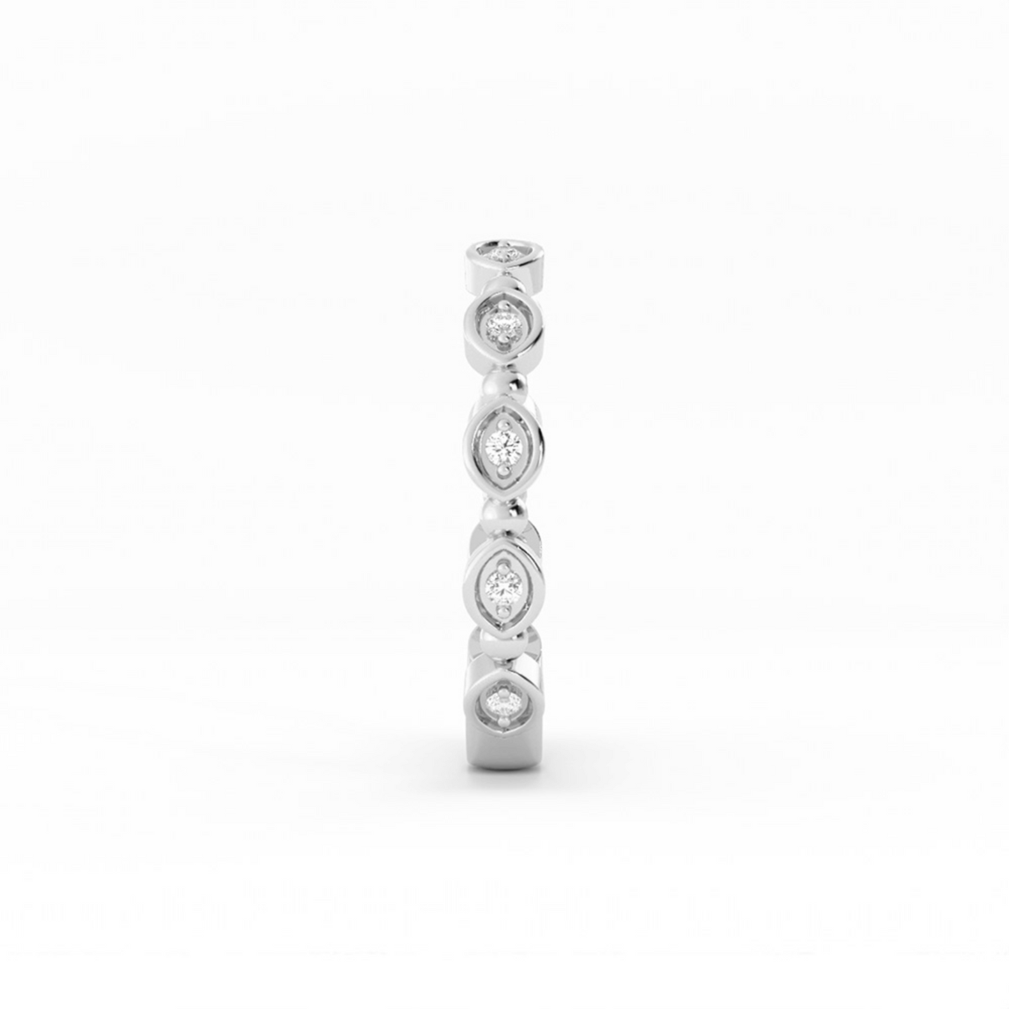 Platinum Round Bead and Eyelet Natural Diamond Wedding Band