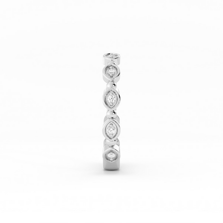 Platinum Round Bead and Eyelet Natural Diamond Wedding Band