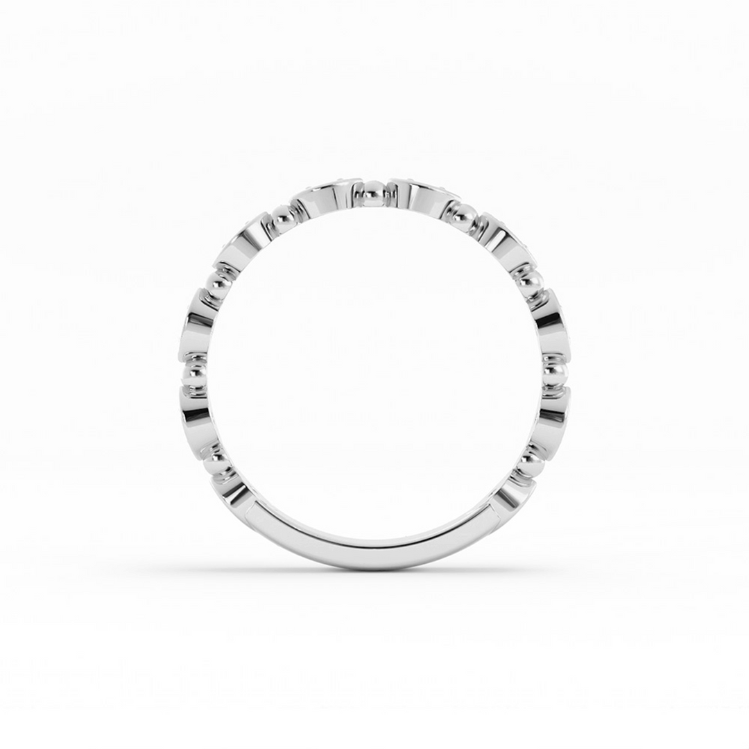Platinum Round Bead and Eyelet Natural Diamond Wedding Band