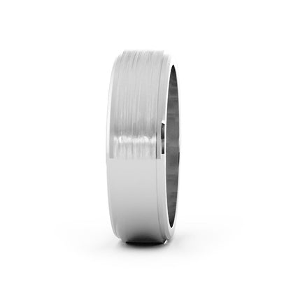 Platinum Satin Beveled Step-Down Edge 6mm Wedding Band