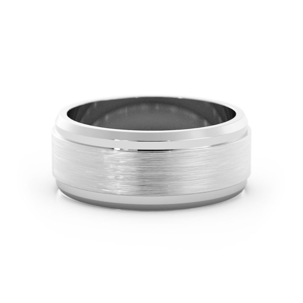Platinum Satin Beveled Step-Down Edge 8mm Wedding Band
