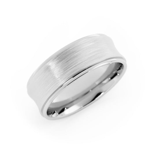 Platinum Satin Concave 7mm Wedding Band