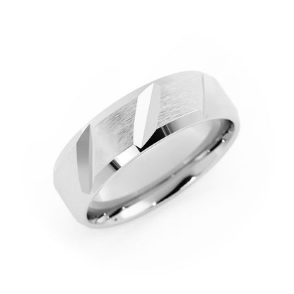 Platinum Satin Diagonal Cut with Beveled Edge 6mm Wedding Band