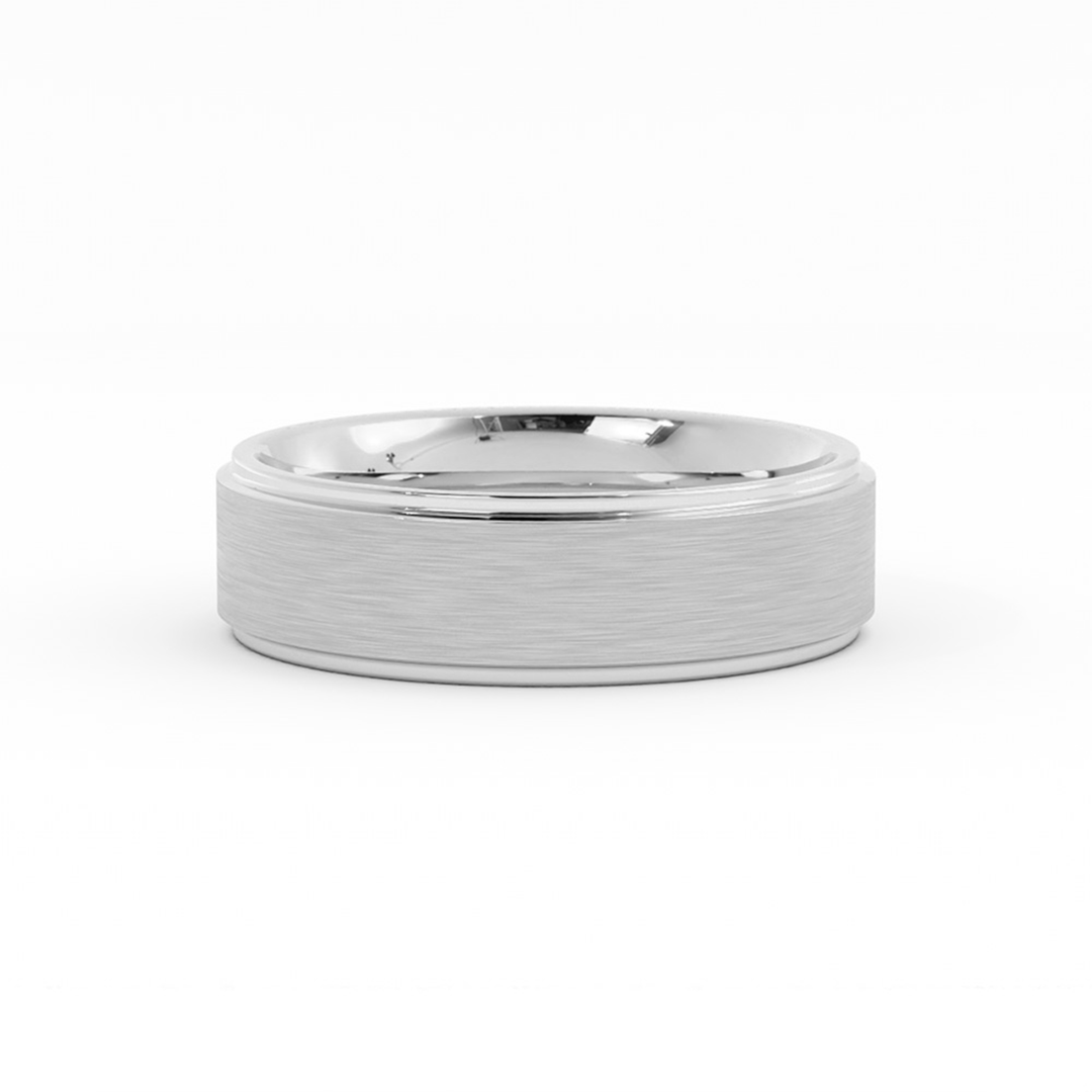 Platinum Satin Domed 6mm Wedding Band