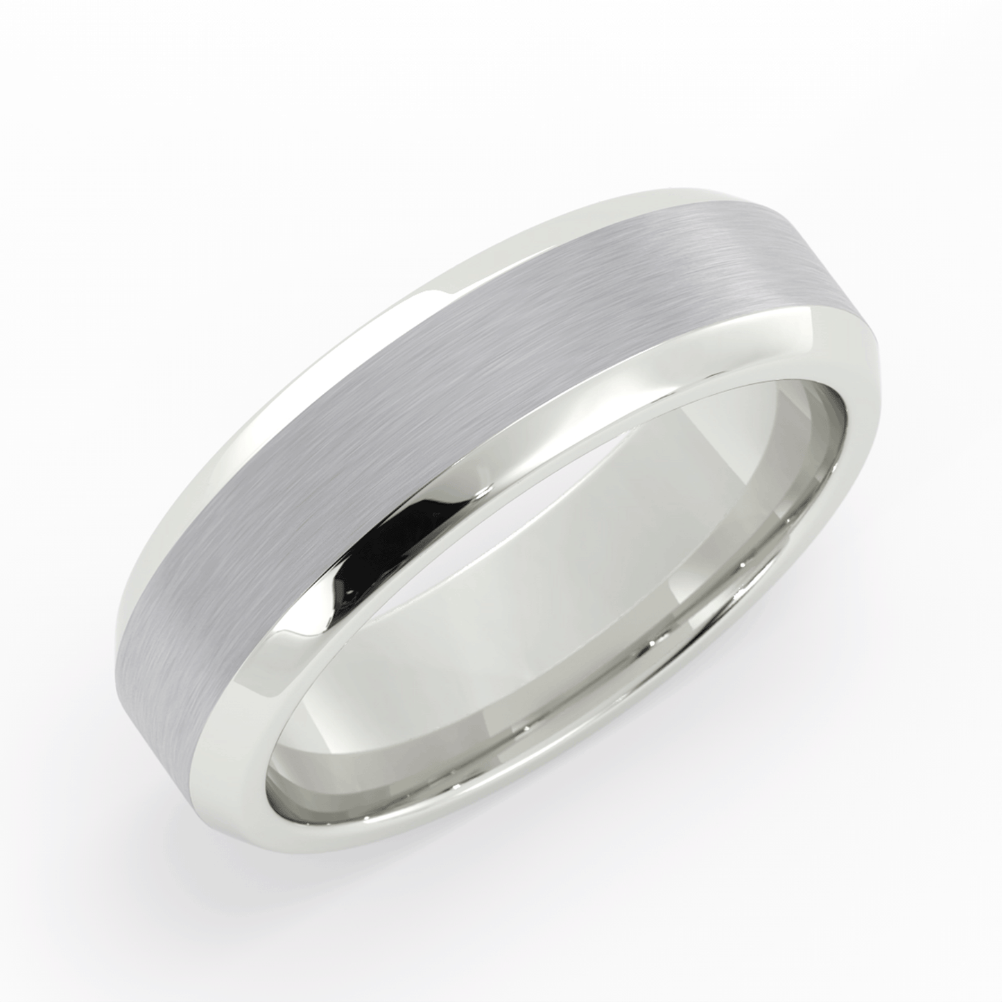 Platinum Satin Beveled Edge 6mm Wedding Band