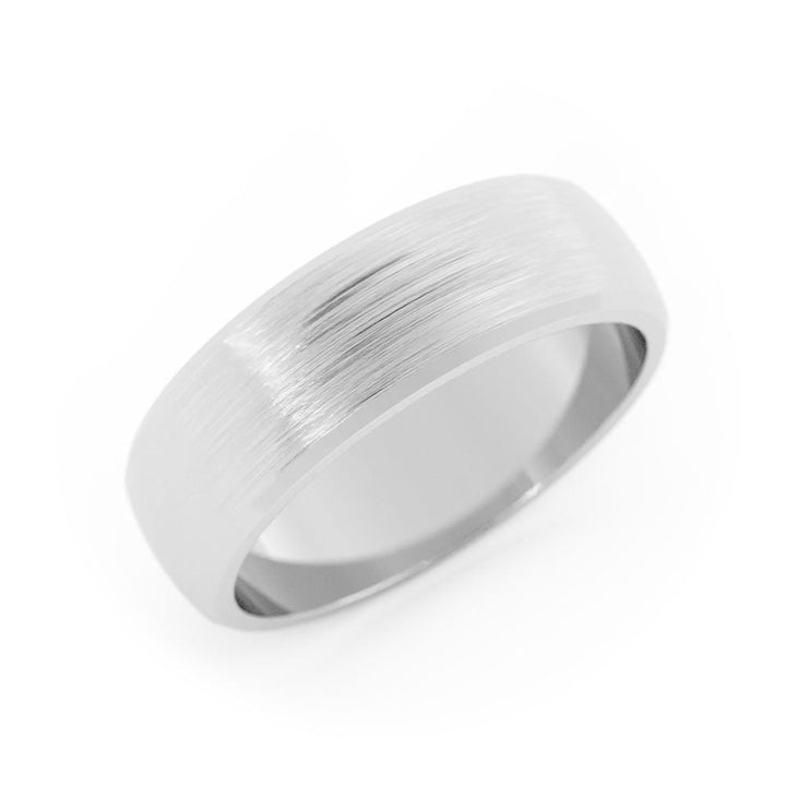 Platinum Satin Domed with Slanted Edge 6mm Wedding Band