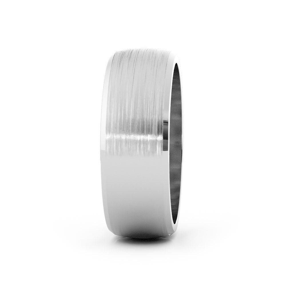 Platinum Satin Domed with Slanted Edge 7mm Wedding Band