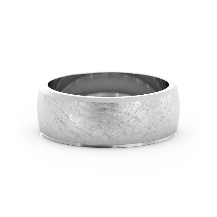 Platinum Scratch Domed with Slanted Edge 7mm Wedding Band