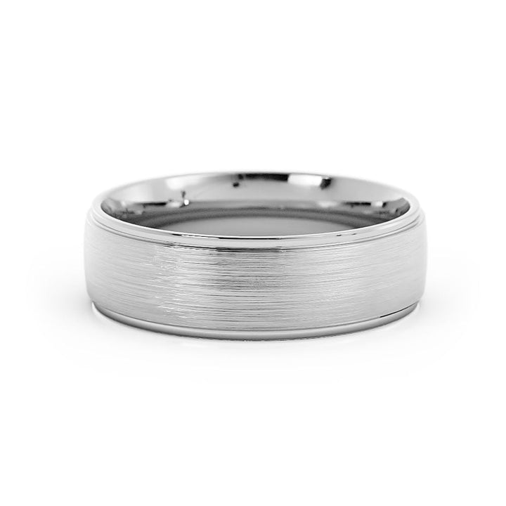 Platinum Satin Elevated Center 6mm Wedding Band