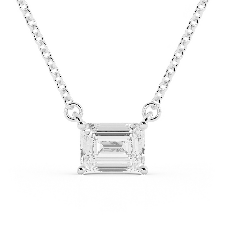 Classic Emerald Cut Moissanite Solitaire Necklace