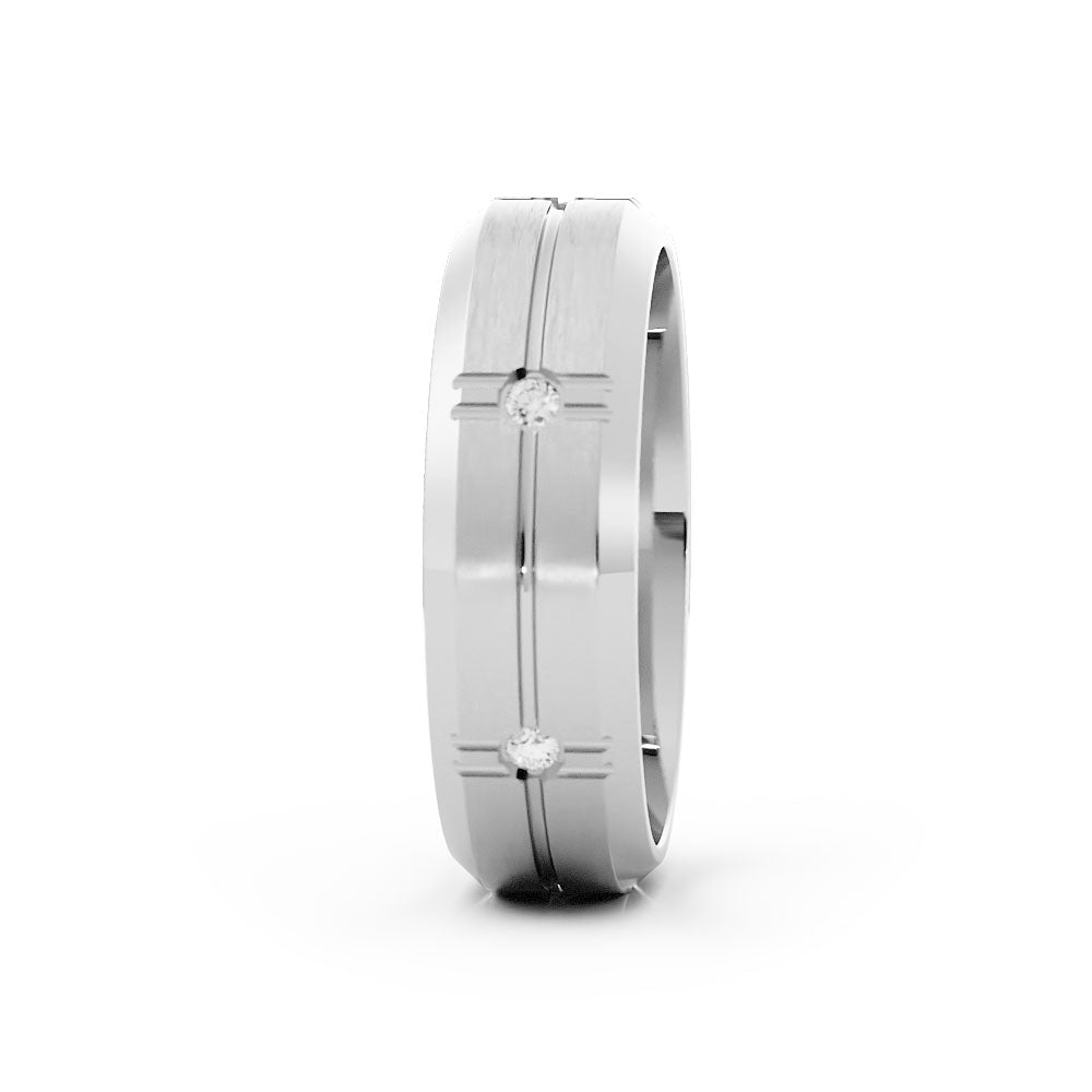 Platinum Round Evenly Spaced Six Lab Grown Diamond Wedding Band