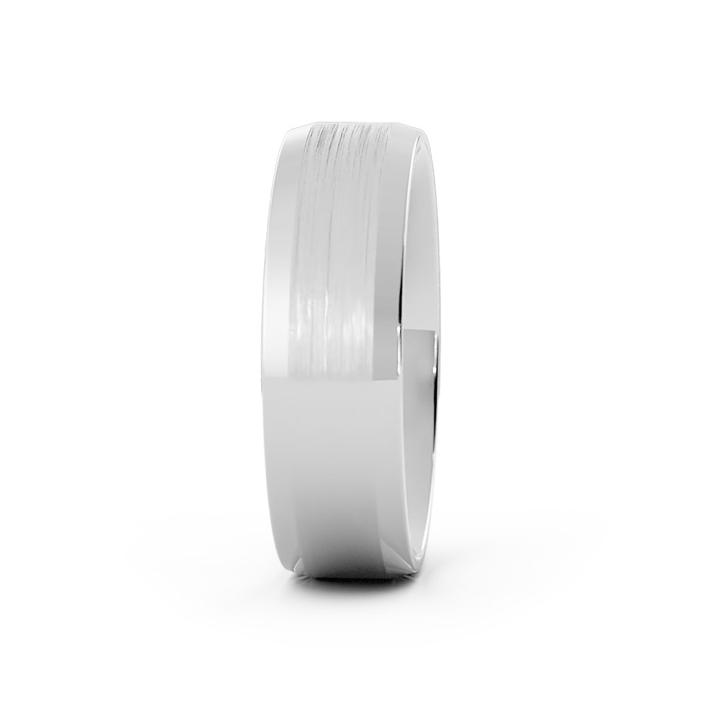 Satin Flat Beveled Edge 6mm Wedding Band