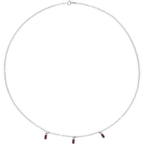 0.484 ct Garnet Three Stone Mozambique 95/5 Platinum Necklace