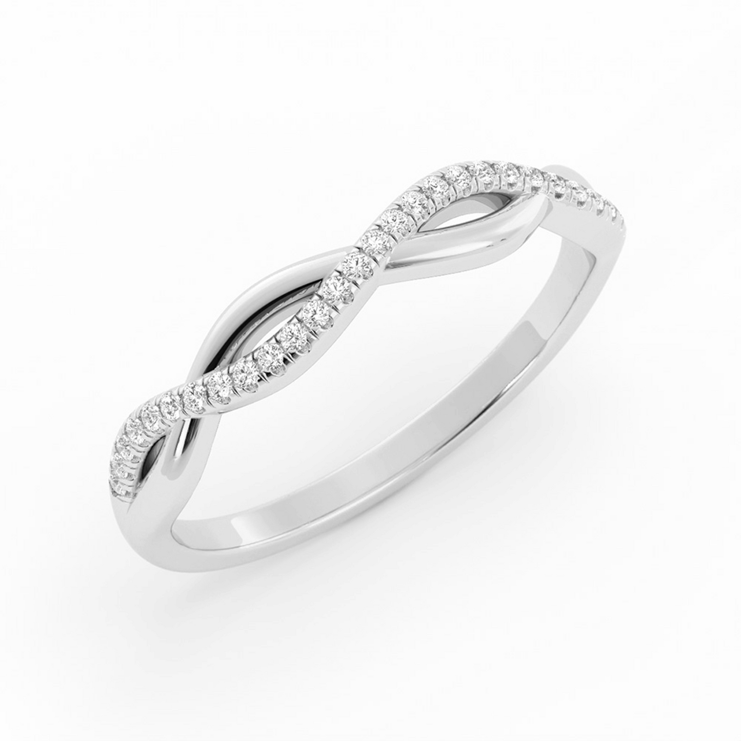 Platinum Round Half Shank Wave Pattern Lab Grown Diamond Wedding Band
