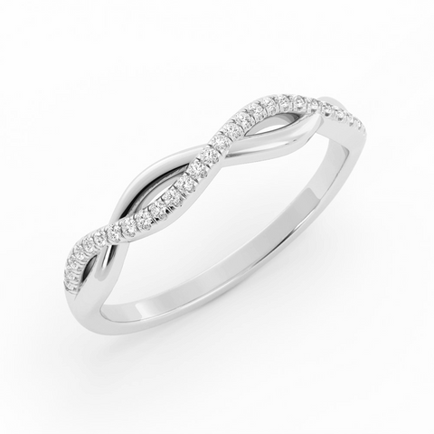 Platinum Round Half Shank Wave Pattern Lab Grown Diamond Wedding Band