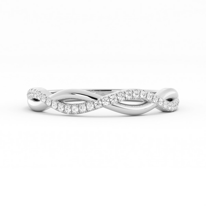 Platinum Round Half Shank Wave Pattern Lab Grown Diamond Wedding Band