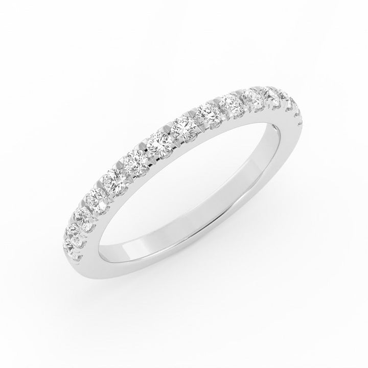 Platinum Round Pave Half Shank Natural Diamond 2.4mm Wedding Band
