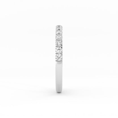 Platinum Round Pave Half Shank Natural Diamond 2.4mm Wedding Band