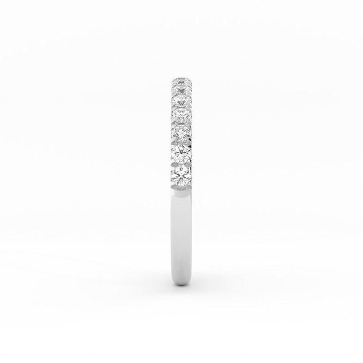 Platinum Round Pave Half Shank Natural Diamond 2.4mm Wedding Band