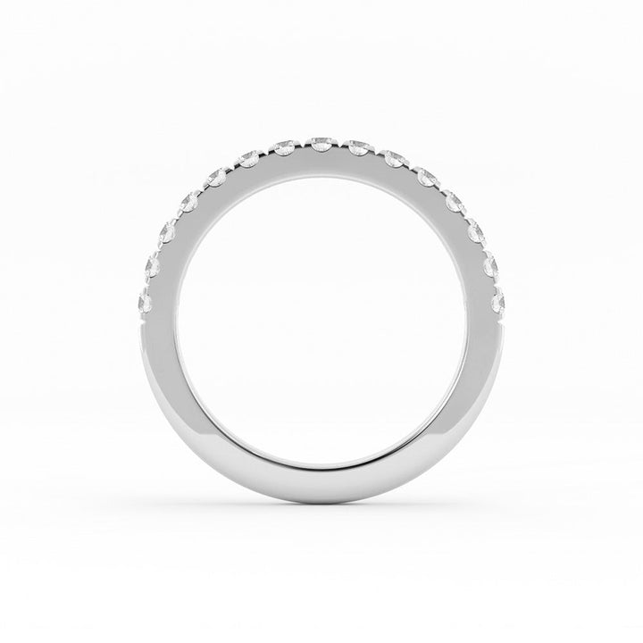 Platinum Round Pave Half Shank Natural Diamond 2.4mm Wedding Band