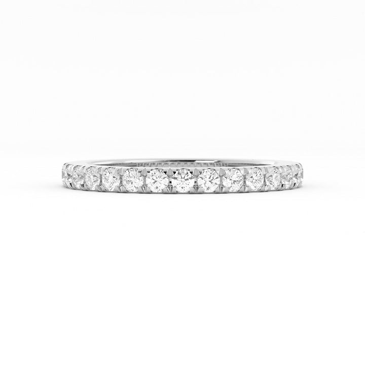 Platinum Round Pave Half Shank Natural Diamond 2.4mm Wedding Band
