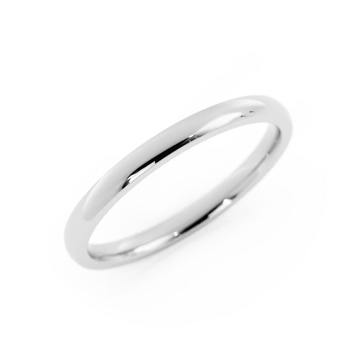 Platinum High Polish Heavy Domed 2mm Wedding Band