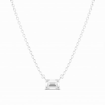 0.5ct Lab Grown Diamond Petite Emerald Cut Solitaire Platinum Necklace