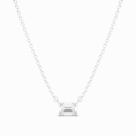 0.5ct Lab Grown Diamond Petite Emerald Cut Solitaire Platinum Necklace