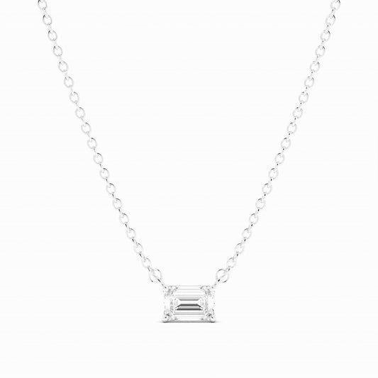 0.5ct Lab Grown Diamond Petite Emerald Cut Solitaire Platinum Necklace