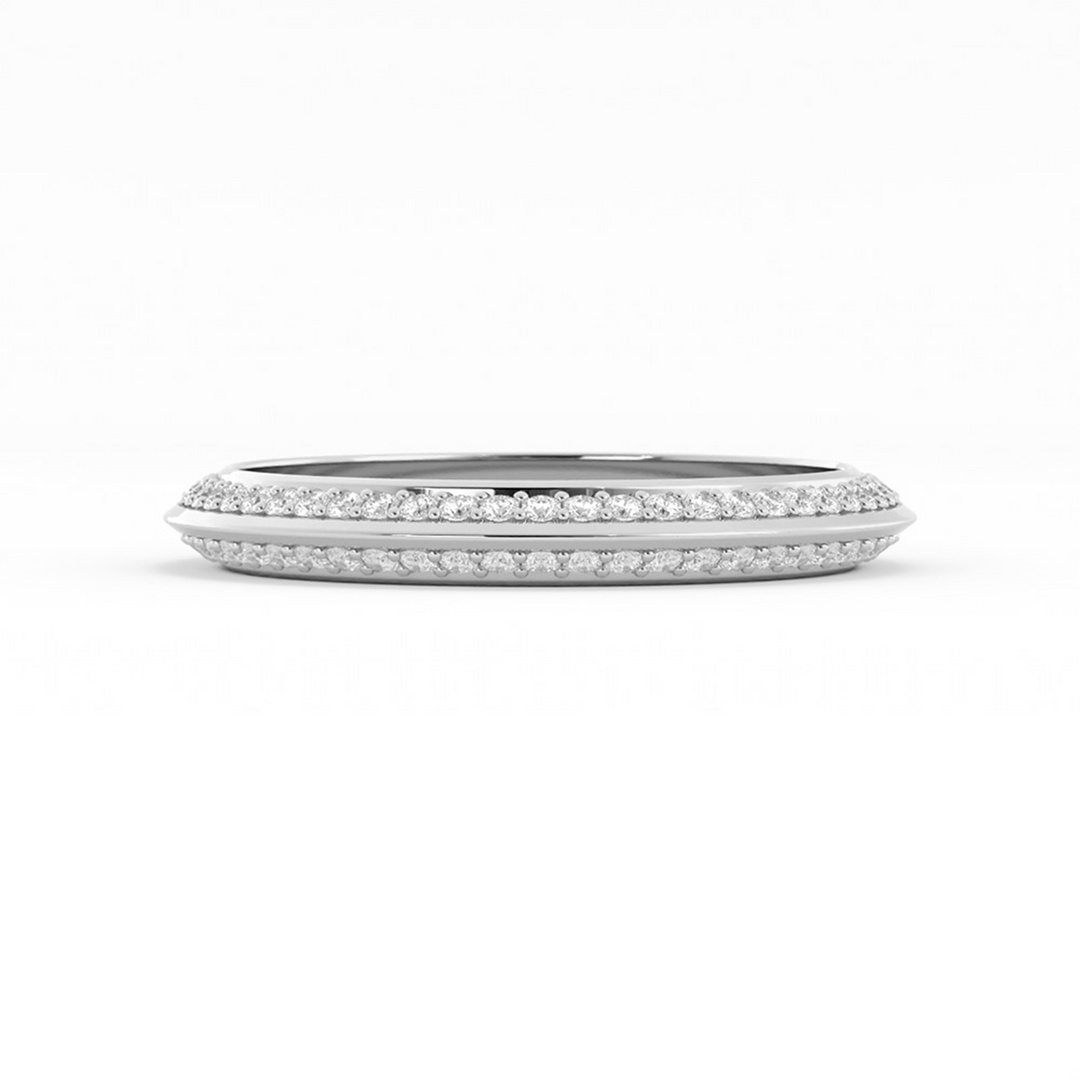 Platinum Round Double Knife Edge Lab Grown Diamond Wedding Band