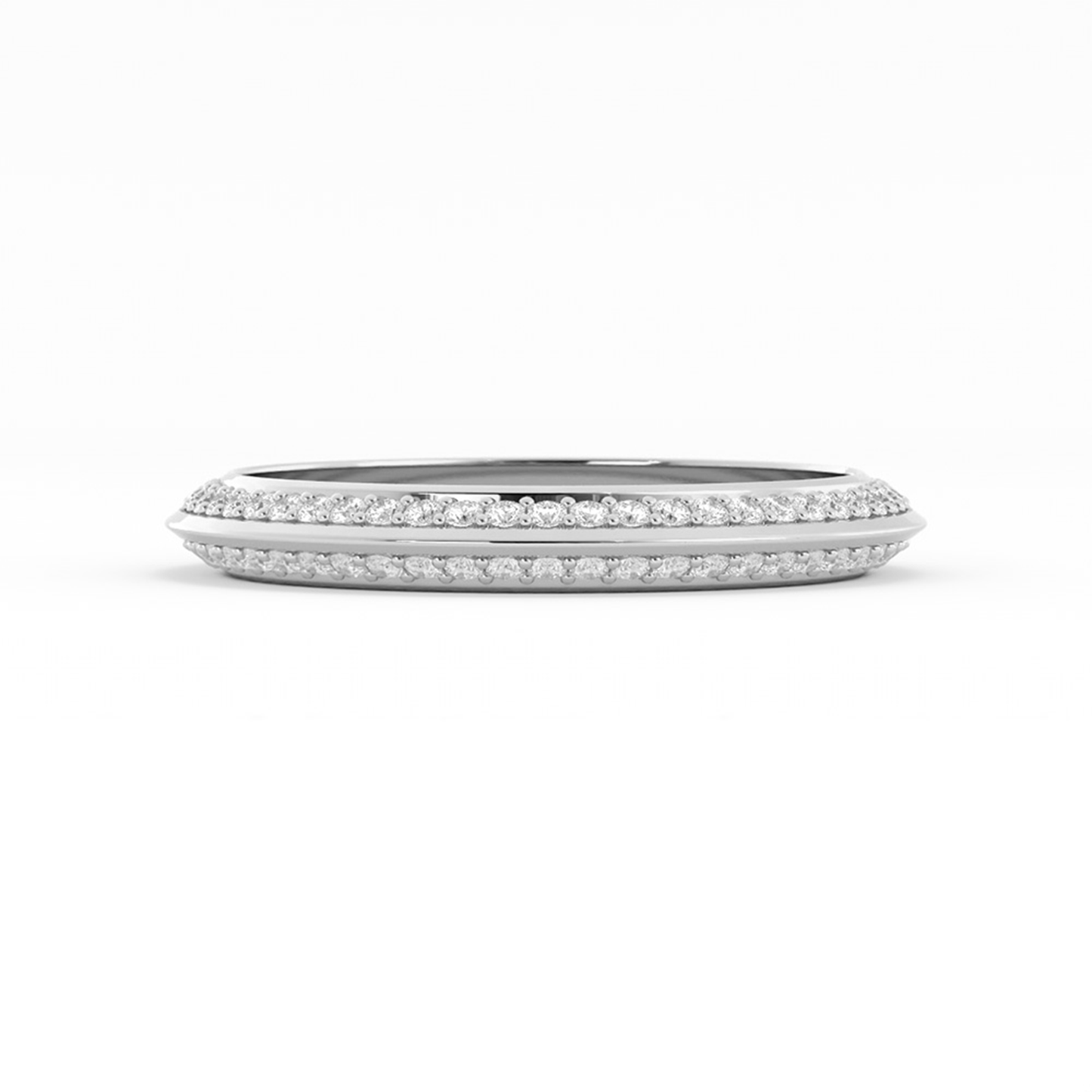 Platinum Round Double Knife Edge Lab Grown Diamond Wedding Band