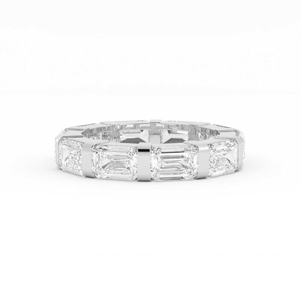 Platinum Lab Grown Emerald Cut Eternity 4mm Wedding Band