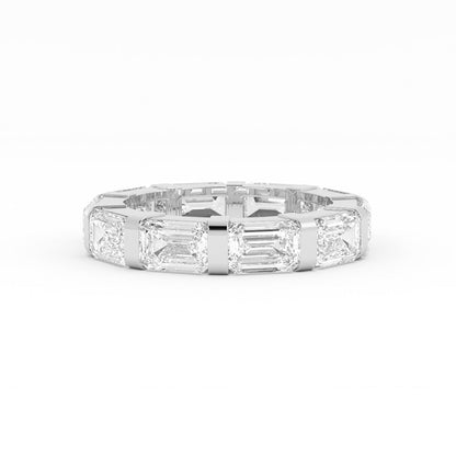 Platinum Lab Grown Emerald Cut Eternity 4mm Wedding Band
