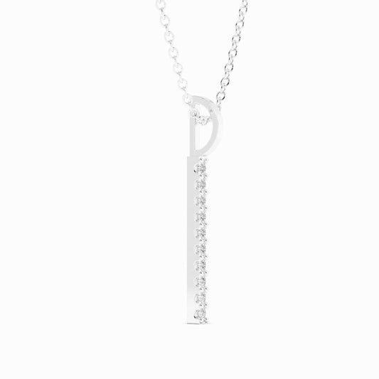 Platinum Round Lab Grown Diamond Vertical Bar Pendant Necklace