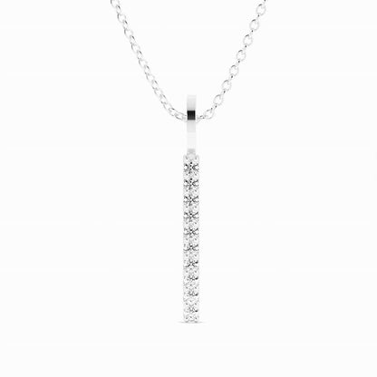 Platinum Round Lab Grown Diamond Vertical Bar Pendant Necklace