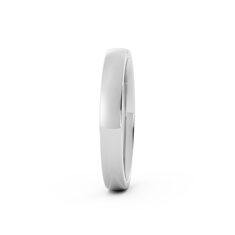 Platinum High Polish Light Domed 3mm Wedding Band