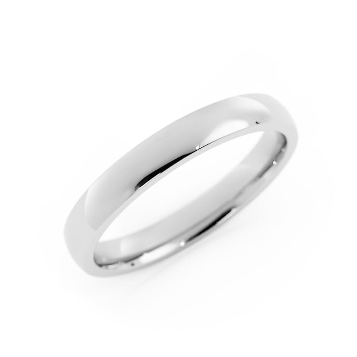 Platinum High Polish Light Domed 3mm Wedding Band