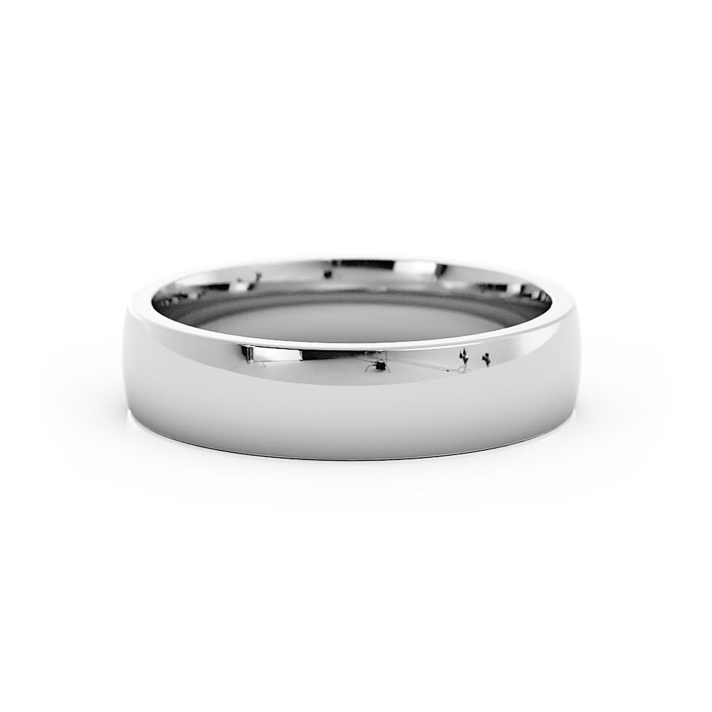 Platinum High Polish Light Domed 5mm Wedding Band