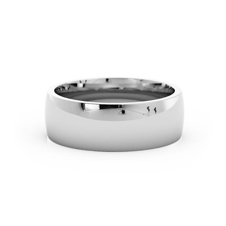 Platinum High Polish Light Domed 7mm Wedding Band